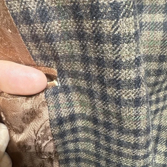 Columbo Cashmere & Mink Sport Coat‎ 46L Brown Check Plaid Blazer Arnold Brant